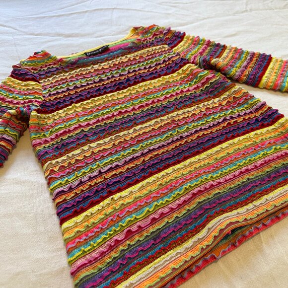 Vintage Cactus Flower Stretchy Rainbow Striped Shirt - Picture 3 of 3